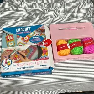 Crochet Granny Squares Kit - Pink, Yellow, Green, Orange